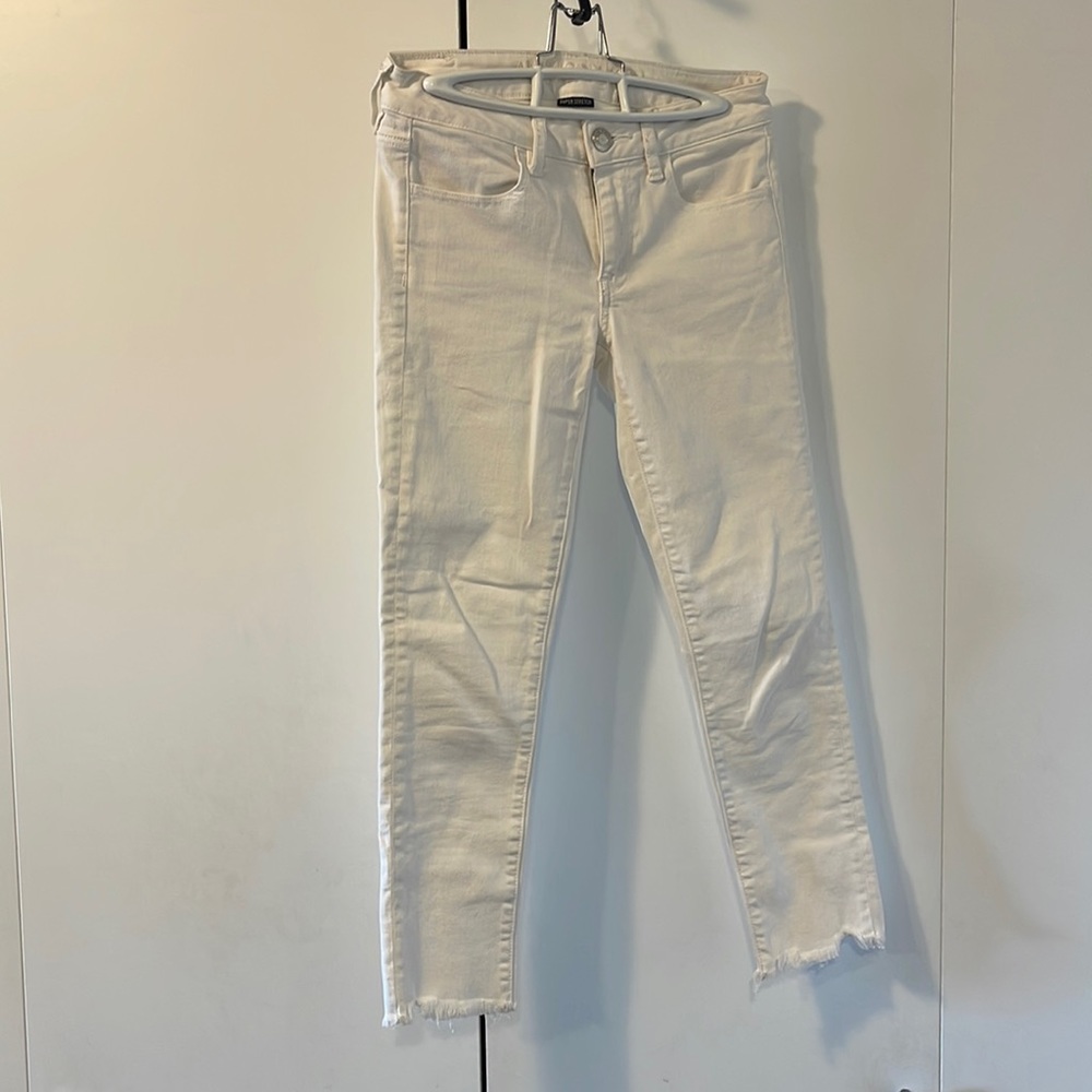 American Eagle white jeans.